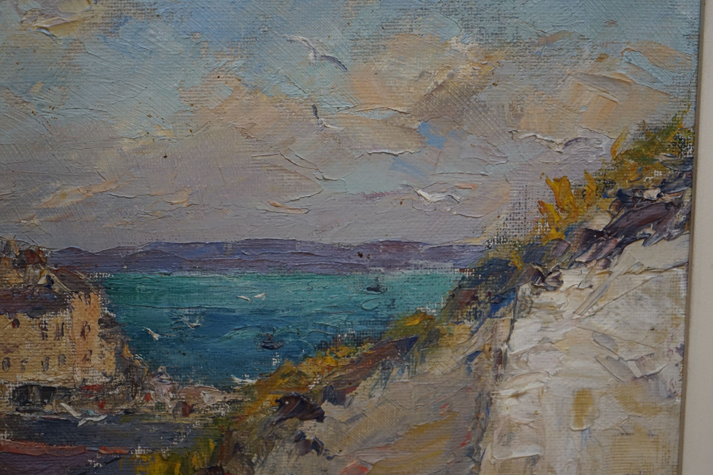 Ernest Knight (1915-1995), oil on canvas, ‘Temperance Steps, Brixham, Devon’, signed and inscribed verso, 40 x 50cm